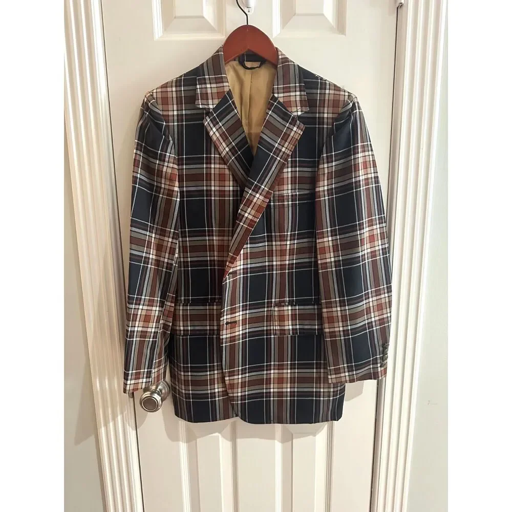 Vintage 70s Johnny Carson Plaid Blazer Sport Coat - Fit Small